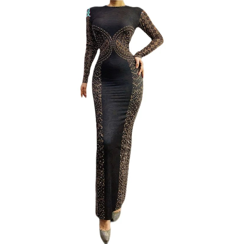 Anniversary Evening Dress Long Dress Bronzing Host  Birthday Party Long Dress