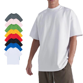 Heavyweight Custom Blank Mens T Shirts 100% Cotton Crew Neck Drop Shoulder Plus Size T Shirts Standard Fit Custom logo