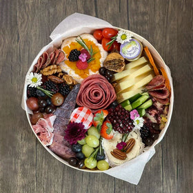Wholesale Wooden Round Lunch Cake Box Disposable Food Container Cheese Boards Platter Gift Packaging Box