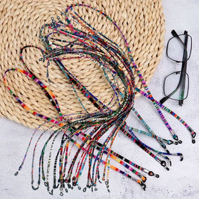 MK24012201 New Ethnic Braided Canvas Cloth Fabric Earless Neck Glasses Chain Holder String Strap Lanyard for Eyeglasses