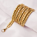 8.5mm Street-wear Hip Hop Miami Cuban Link Curb Chains 18K Gold Double Layer Necklace for Mens Cuban Chain Jewelry