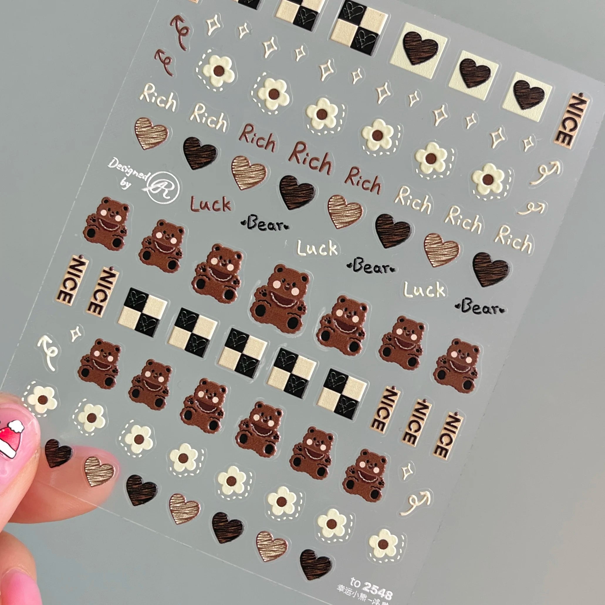 Factory Wholesale Nail Art Sticker 5d  Sticker Chinese New Year Kawaii Bear Rabbit Nail Art Decoration