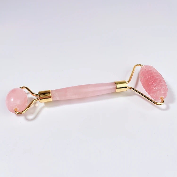 Hongzhuo Latest Improvements Noise Free Gem Jade Roller Rose Quartz Spiky Head Whitening Roller