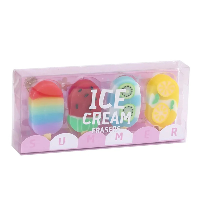 Sweet Summer Creative Ice Cream Model Multi-color Cute Pencil Eraser Set for Kids