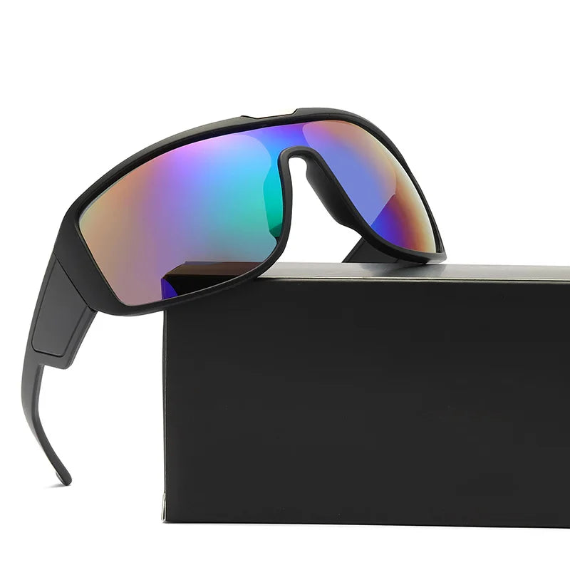 Outdoor Brand Sports Men Big Sun Glasses 9 Colors Mirror Shield UV400 Cycling & Driving Sunglasses with Red/White/Orange Options