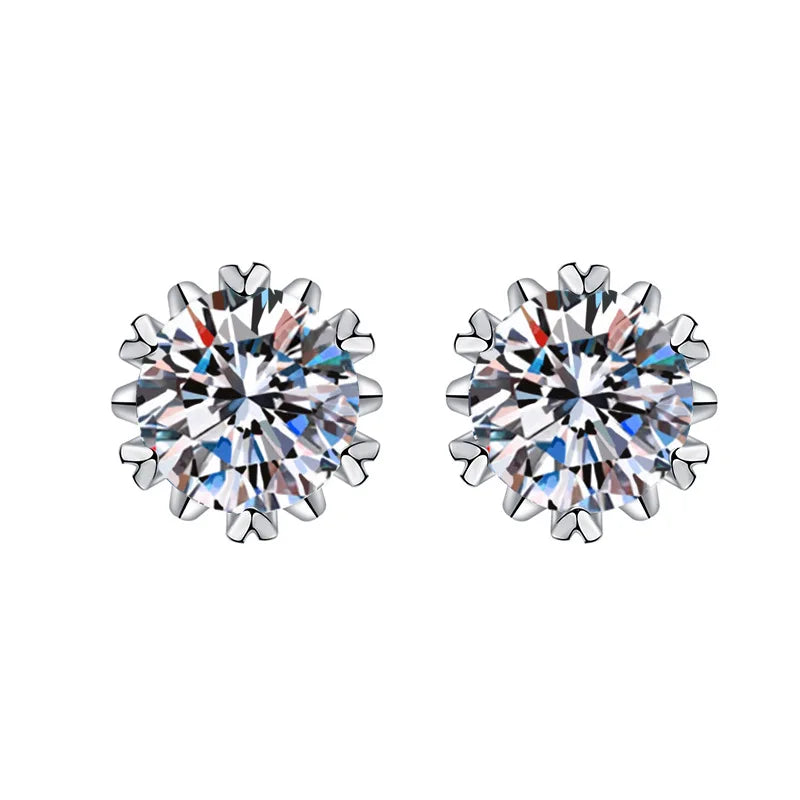 Wholesale Fashion Moissanite Stud Earrings 925 Sterling Silver Platinum Plated Classic Elegant Diamond Earrings