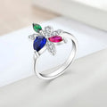 Created Set Emerald Sapphire Ruby Zircon Rings for Women Wedding Engagement 925 Sterling Silver Multi Color Stones Ring