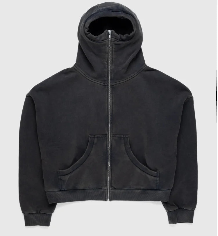 Custom Hot Sale Zip Hoodie Over Face Fleece 3d logo Puff Print Rhinestone Full Zip up Hoodie Custom Embroidered Hoodie
