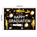 Huancai Happy Graduation Party Backdrop Black Gold Photo Booth Banner Photograph Background for Graduation Party Decorations