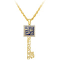 Arabic Scripture Necklace Middle Eastern Jewelry Long Drop Oil Gold Twist Chain Rhinestone Key Necklaces