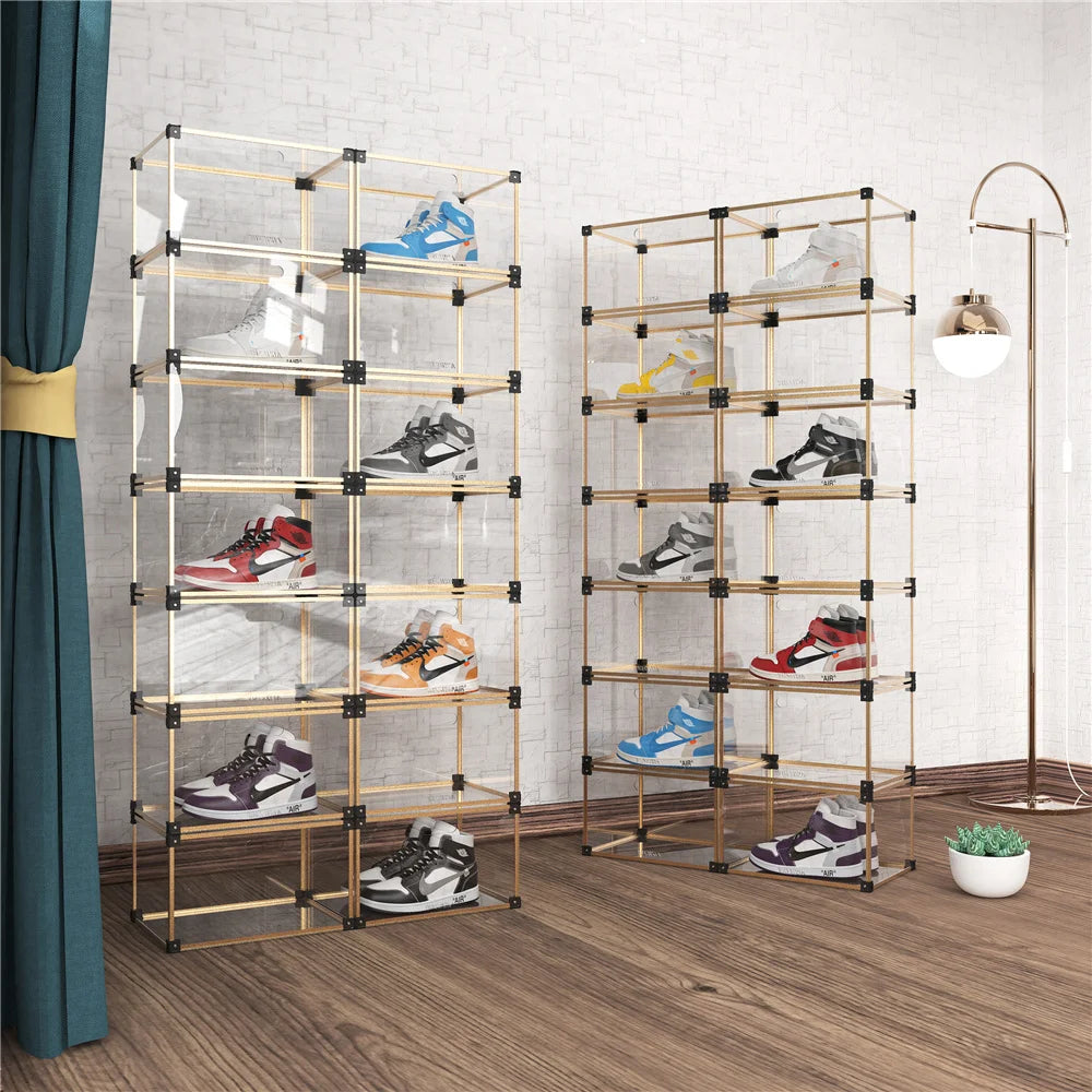 Wholesale Custom Clear Plastic Shoes Storage Organizer Hot Selling Home Household Shoes Racks Cabinet Storage Boxes & Bins