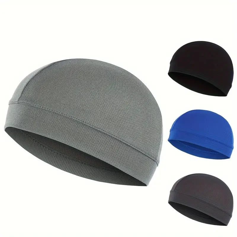 Custom Logo Outdoor Breathable High Elastic Sweat Absorption Mesh Cloth Sports Running Cycling Caps Mountaineering Skull Caps