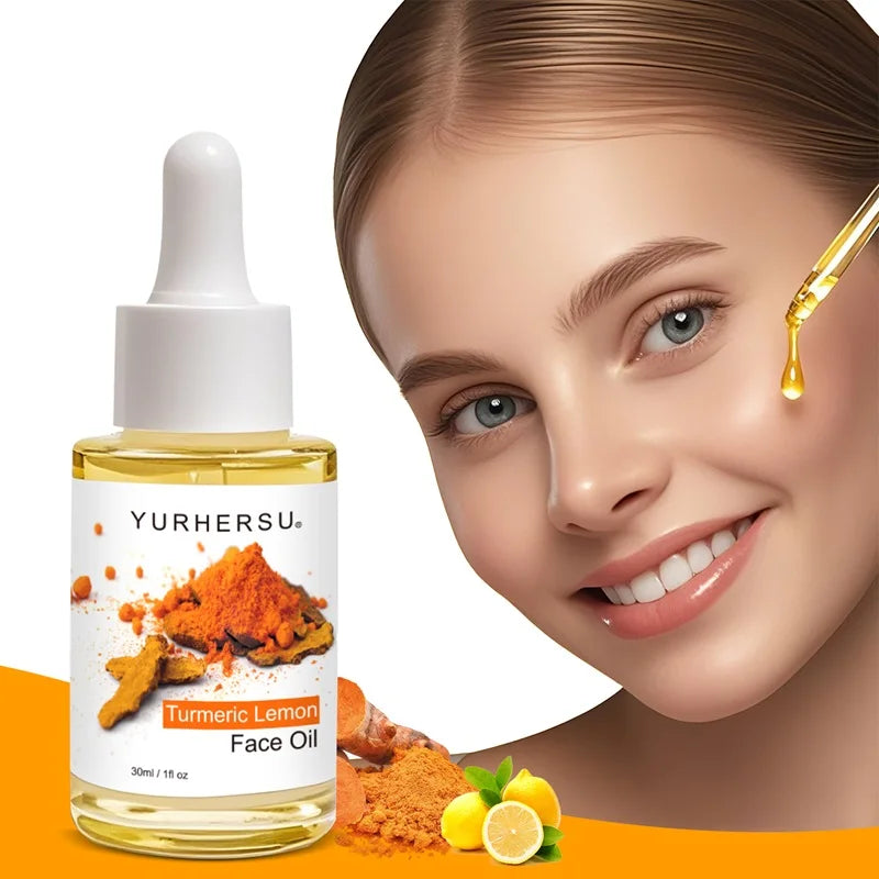 YURHERSU Turmeric Lemon Facial Serum 30ml Whitening Moisturizing & Nourishing Face & Body Oil