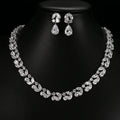 2022 Wholesale Wedding Jewelry Bridal Necklace Earrings Set Shiny Flower Zircon Jewelry Set for Women Girls