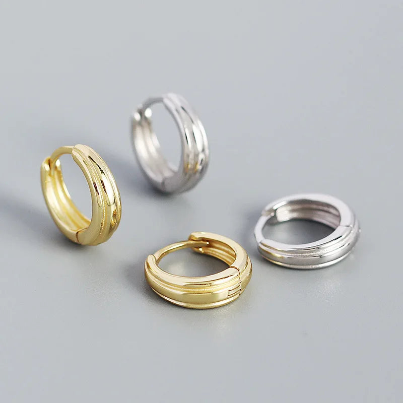 New Wholesale Fashion 925 Sterling Silver Plain Chunky Round Shape 18k Gold Plated Hoop Earring for Women