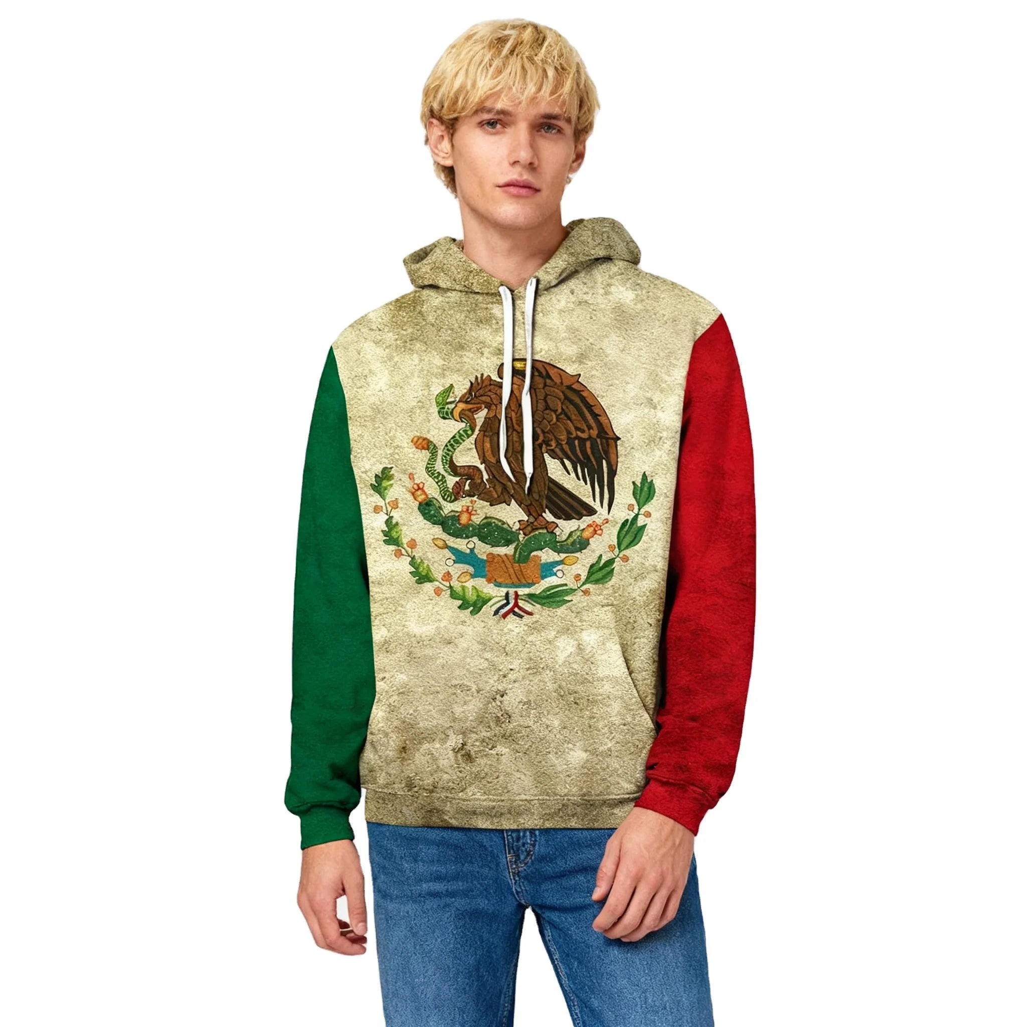 Fitspi Mexico Flag 3D Digital Print Hoodie Custom Wholesale Pullover Sweatshirt