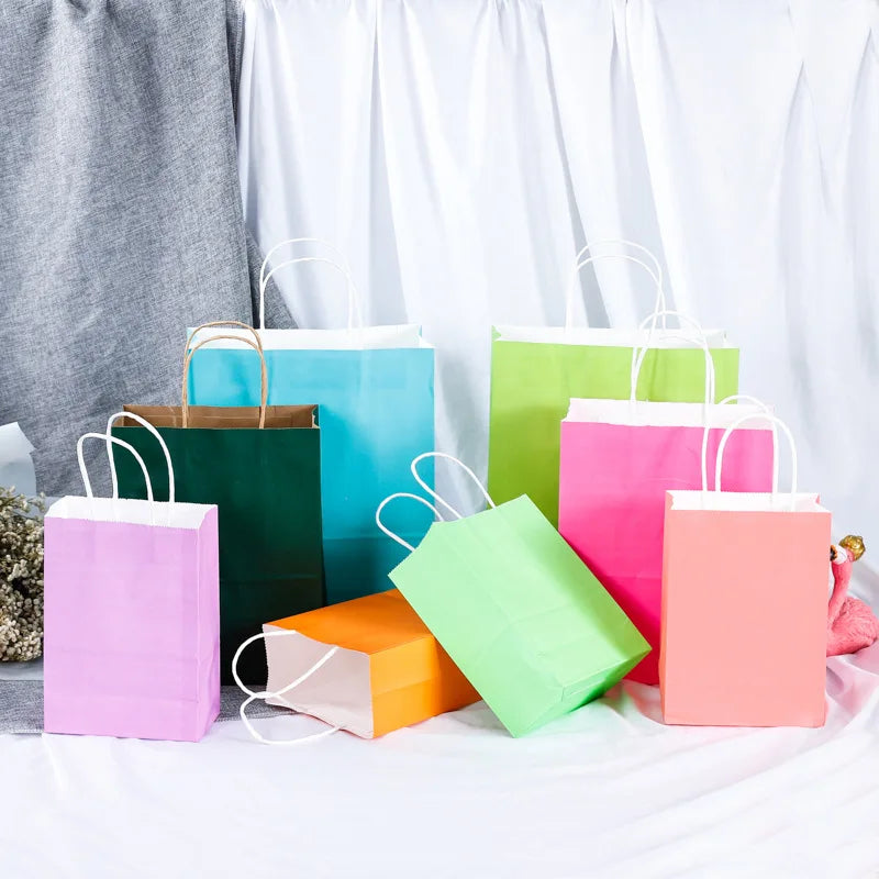 Custom Recyclable Pure Brown Kraft Paper Bag with Stranded Handle Boutique Shopping Eco-Friendly Paper Bags