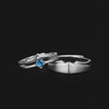 Silver Plated Princess and Knight Couple Ring Men and Women Blue Zircon Stone Stucking Moonstone Frosted Pair Ring