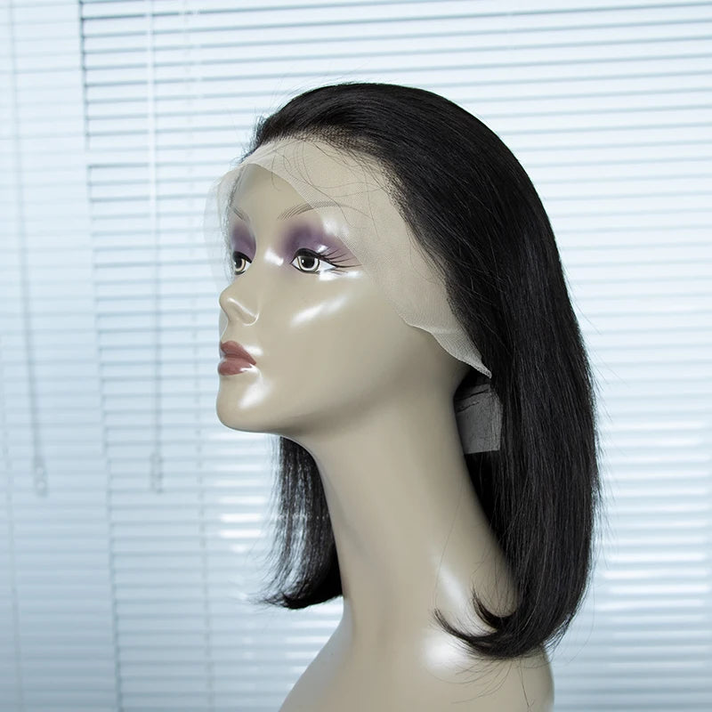 Wholesale 12 Inch Bob Wig Human HairNatural Black Bleach Able Short Bob Wigs Best Brazilian Hair Short Lace Front Wigs for Wome