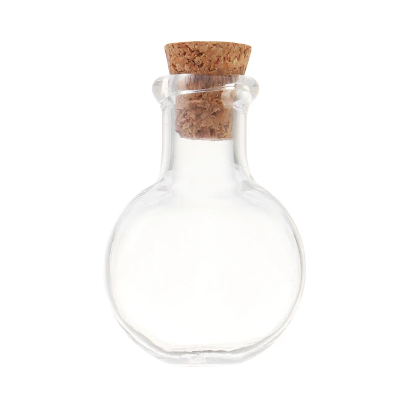 Mini Transparent Glass Wishing Bottle Round Glass Bottle With Cork Small Drift Bottle