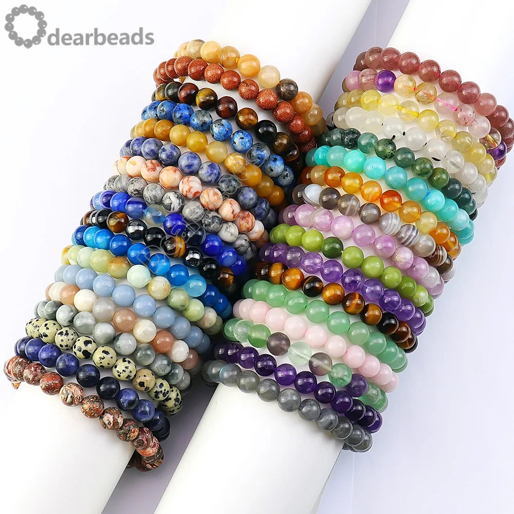 6mm 8mm 10mm Genuine Round Gemstone Rose Quartz Bracelet Crystal Quartz Bracelets for Women Gift Jewelry