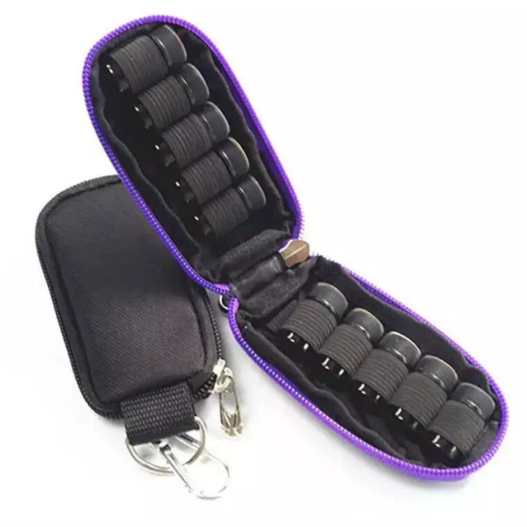 In Stock Essential Oils Bottle Keychain Case for 1ml 2ml Sample Vials Glass Bottles 10 Holes Keychain Pouch