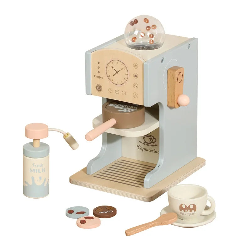 Children Wooden Role Play Toy Kindergarten Food Play Pretend Coffee Machine Kids Educational Wooden Kitchen Toy