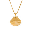 J&D New 18K Gold-plated Stainless Steel Jewelry for Women Twist Chain Shell Texture Scallop Pendant Necklace