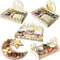 Eid Mubarak Ornaments Food Decorative Home Ramadan Food Serving Tray Tableware Display Wooden Eid Mubarak Dessert Tray