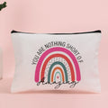Beautiful Rainbow Pattern Cotton Canvas Cosmetic Bag for Lady Cheap Zippered Makeup Pencil Pochette Girls & Teachers Gift