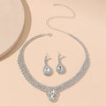 Hot Selling Drop Necklace Earrings Jewelry Set Tennis Rhinestone Jewelry Set Bridal Wedding Jewelry Sets