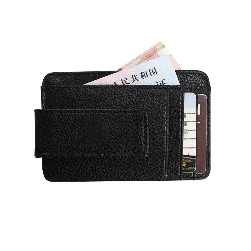 Custom Logo RFID Blocking Luxury Money Clip Wallet Leather Lanyard ID Card Badge Holder with ID Window