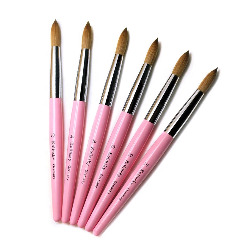 Lucida Hot Sale New Style Pink Wooden Handle Acrylic Brush High Quality 100% Pure Kolinsky Hair OEM