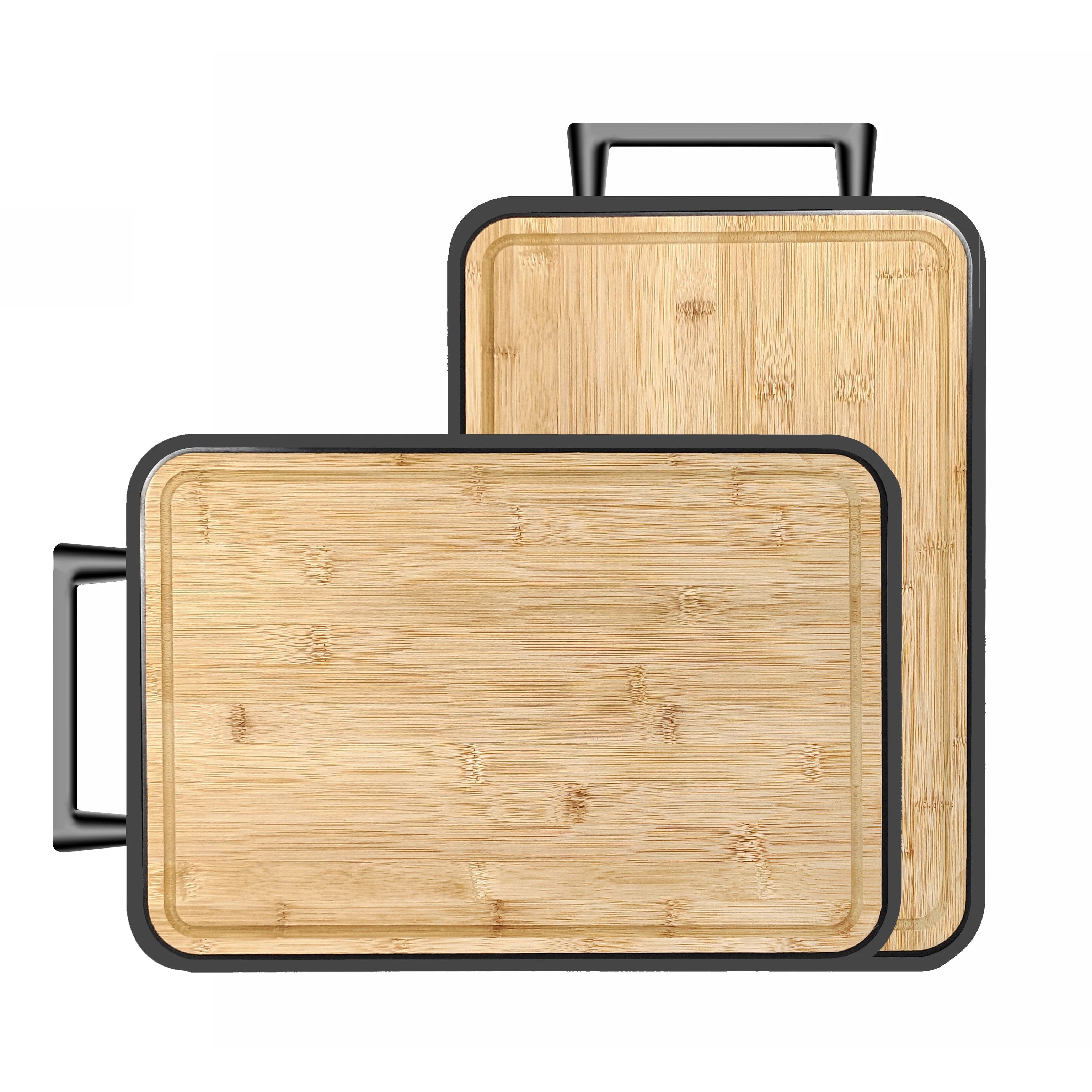 Stainless Steel Cutting Board Double Sided Cutting Board for Kitchen Heavy Duty Bamboo Wood Cutting Board with Juice Groove