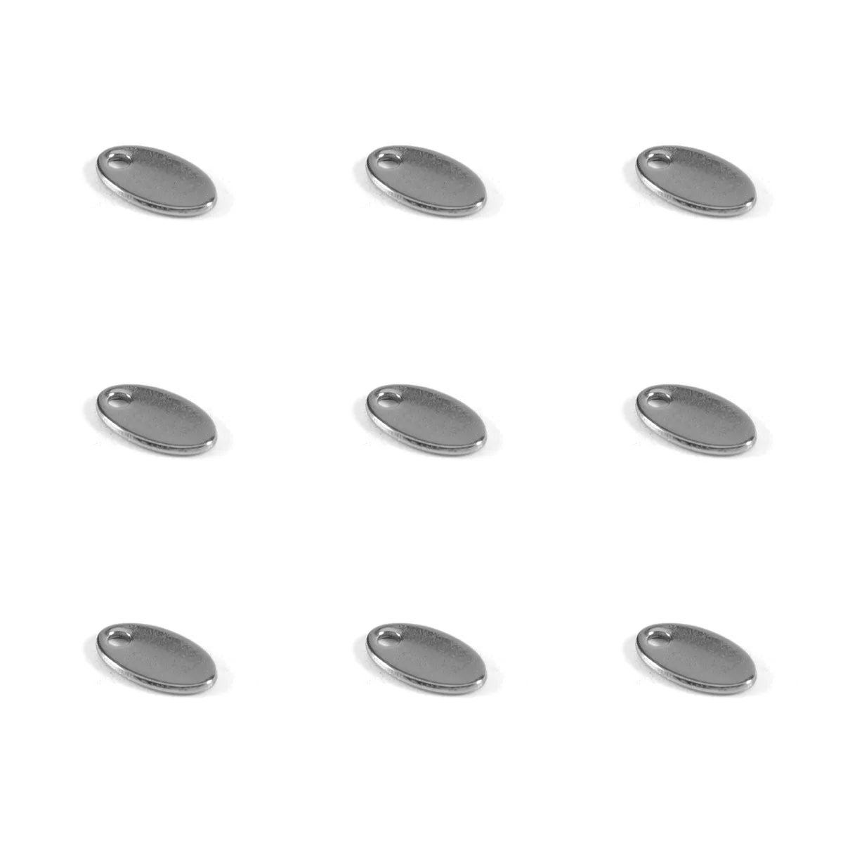 Custom Logo Stainless Steel Oval Pendant Charms for Necklace Bracelets Jewelry Making Accessories Crimp & End Beads