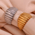 Dreamshow Exaggerated Engraved Dome Ring PVD Gold Plated Stainless Steel Statement Jewelry