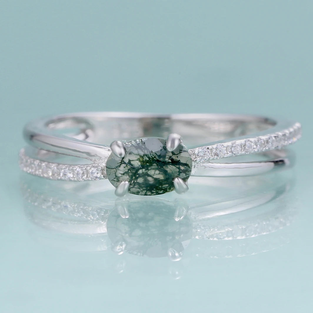 W0334 Innovative and Creative Designs 925 Sterling Silver Fine Jewelry Factory in China High-End Agate Anniversary Ring