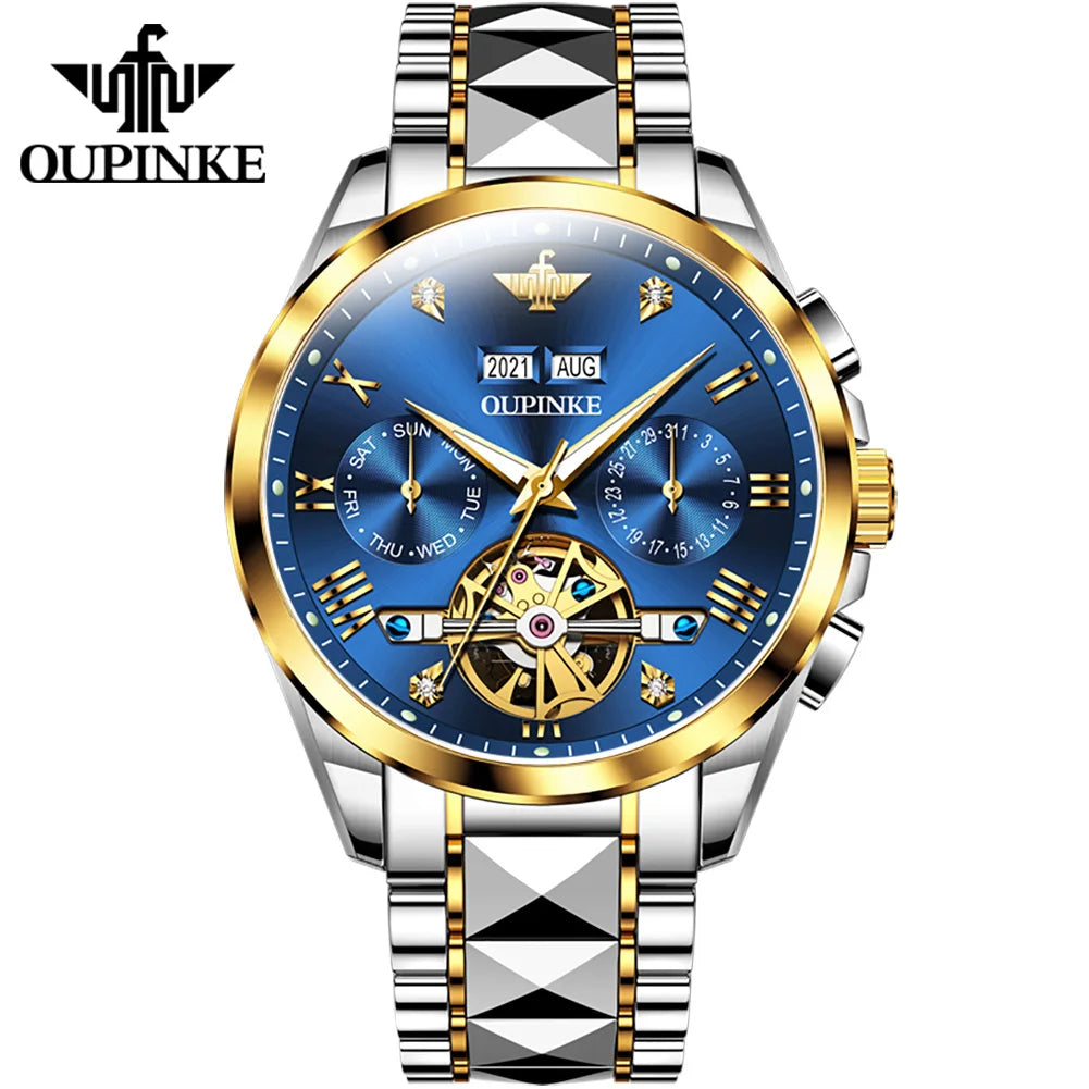Oupinke 3186 OEM Custom Logo Stainless Steel Movement Tourbillon Watches Luxury  Waterproof Automatic Mechanical Men Wat