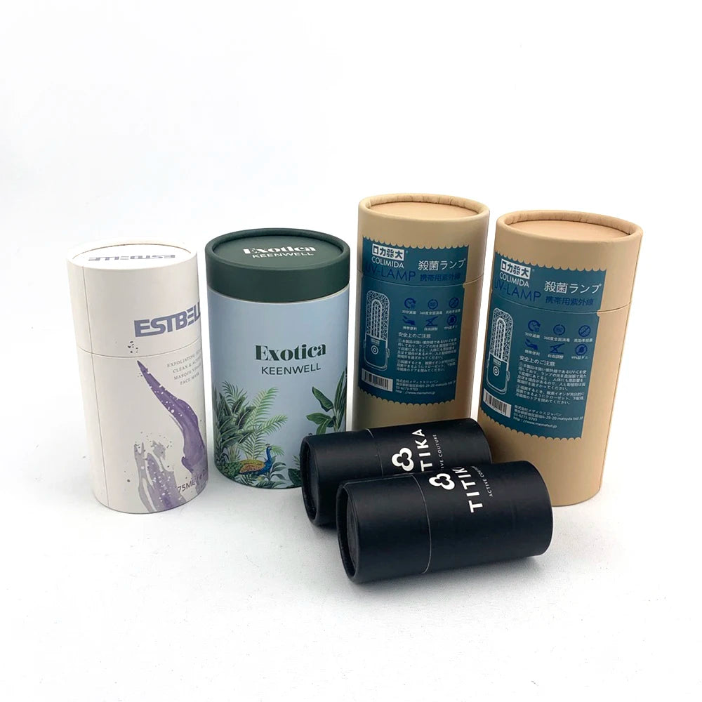 Custom Eco Friendly Cajas De Embalaje Green Paper Tubes Tea Box Bag Packaging Kraft Bath Tea Cylinder Paper Tube Packaging