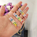 Lateefah Custom Name Letter Enamel Jewelry Rainbow Nameplate Zircon Pendant Stainless Steel Necklaces for Women