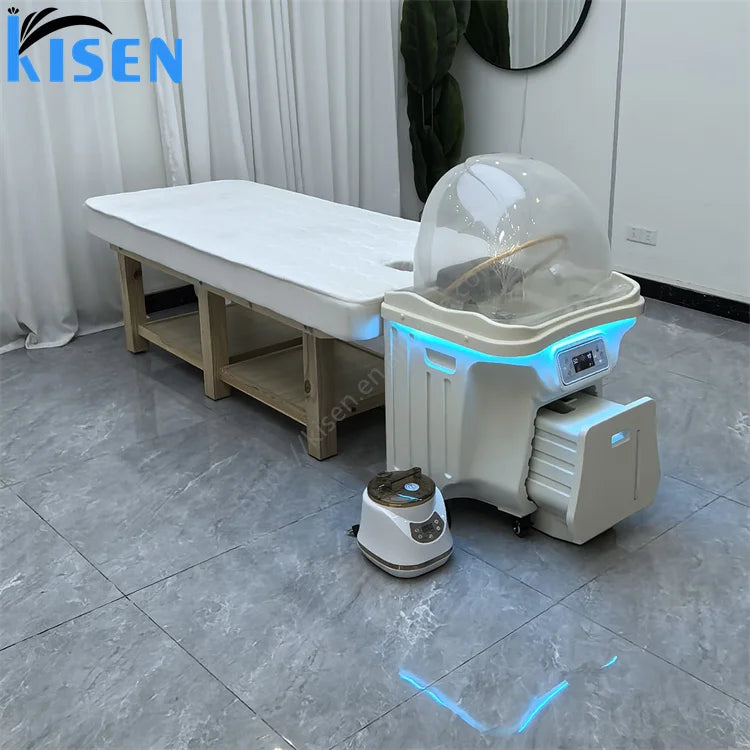 Modern Headspa Shampoo Bed with Water tank for Beauty Salons Heater Water Cycle Steam No Plumbing Portable Hair Washing Chairs