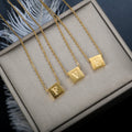European and American Jewelry 18K Gold Stainless Steel Pendant 26 Letters square Card Capital English Letter Pendant Necklace