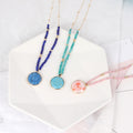 Customized Alloy Material Geometric Round Long Fashion Stone Jewelry Women Necklaces
