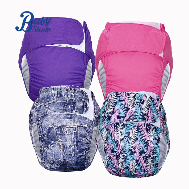 Adjustable All in One Adult Cloth Diapers Prevent Incontinence Washable Reusable Adult Diaper Adult Insert Diaper Size Large