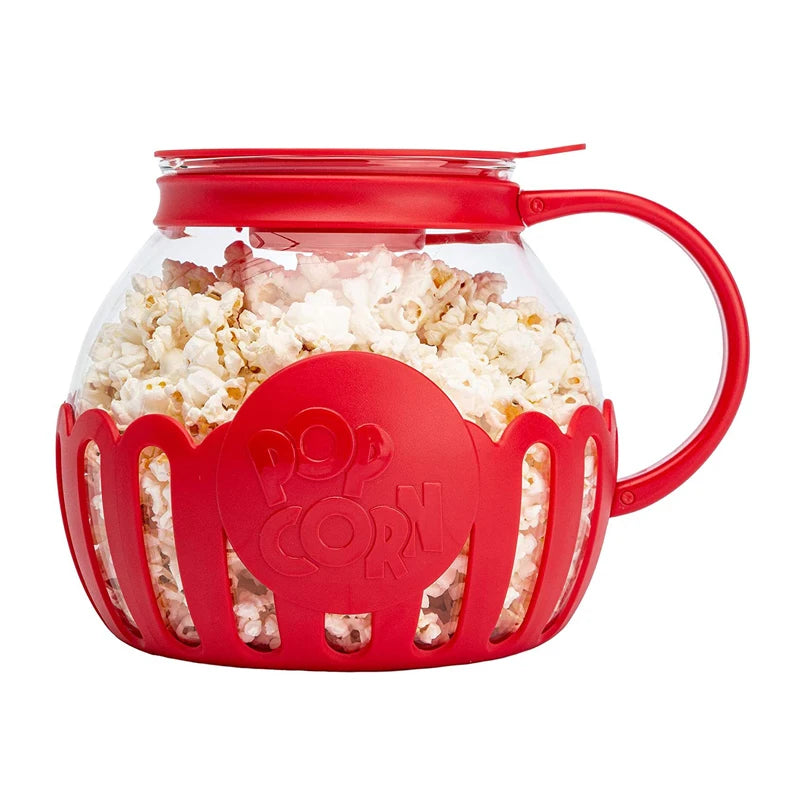 3-in-1 Lid Measures Kernels and Melts Butter Micro-Pop Microwave Popcorn Popper with Temperature Safe Glass