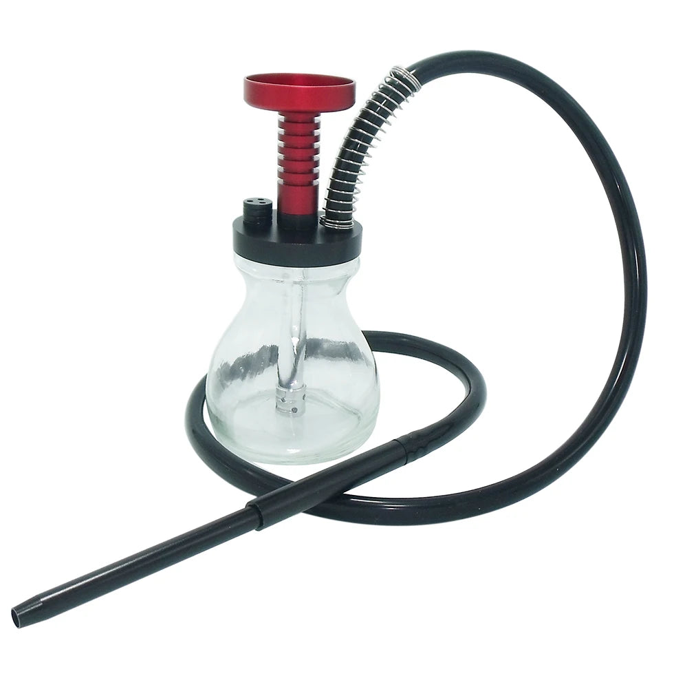 Wholesale Small Glass Hookah Shisha Mini Glass Bottle with Aluminum Stem Portable Mini Glass Chicha with Travel Bag