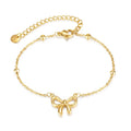 Popular Stainless Steel Chain Bracelet Gold Plated Beaded Chain Bracelet butterfly Knot Charm Bracelet for Women