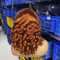 Colored Ginger Orange Color Wigs Human Hair Lace Front Brazilian Bouncy Hair Curly Wigs for Black Women