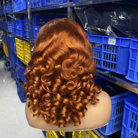 Colored Ginger Orange Color Wigs Human Hair Lace Front Brazilian Bouncy Hair Curly Wigs for Black Women