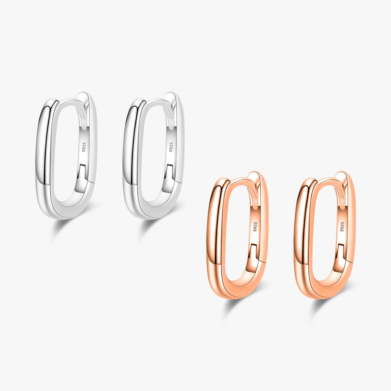 Minimalist Oval Charm Hoop Earrings for Women Authentic 925 Sterling Silver Simple Fine Jewelry Gifts